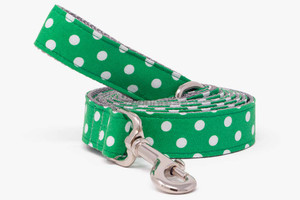 Green Clover Dots Fabric Dog Leash